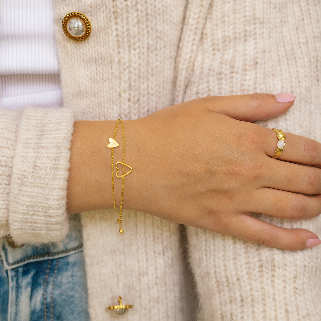 Moeder & dochter hartjes armband