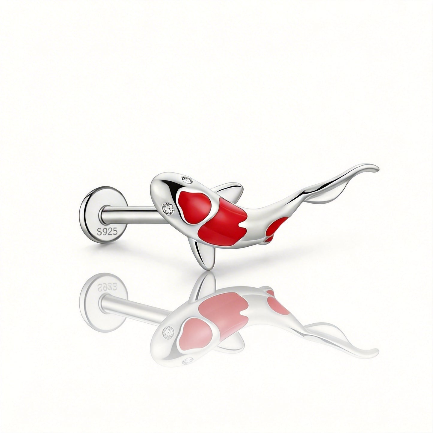 Koi Fish oorknopjes in zilver