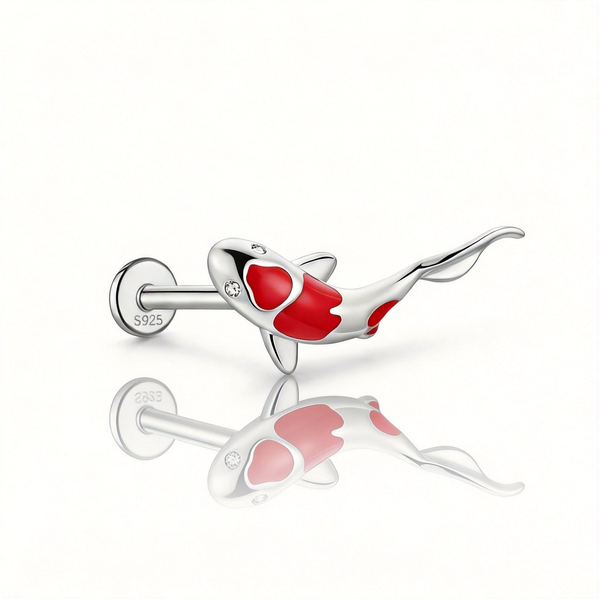 Koi Fish oorknopjes in zilver