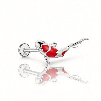 Koi Fish oorknopjes in zilver
