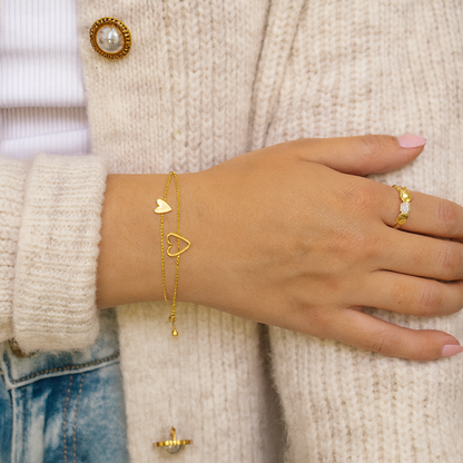 Moeder & dochter hartjes armband