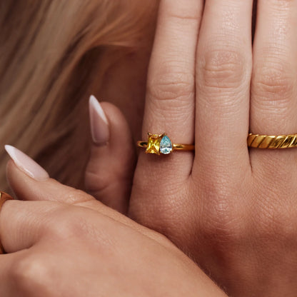 Duo Geboortesteen Ring