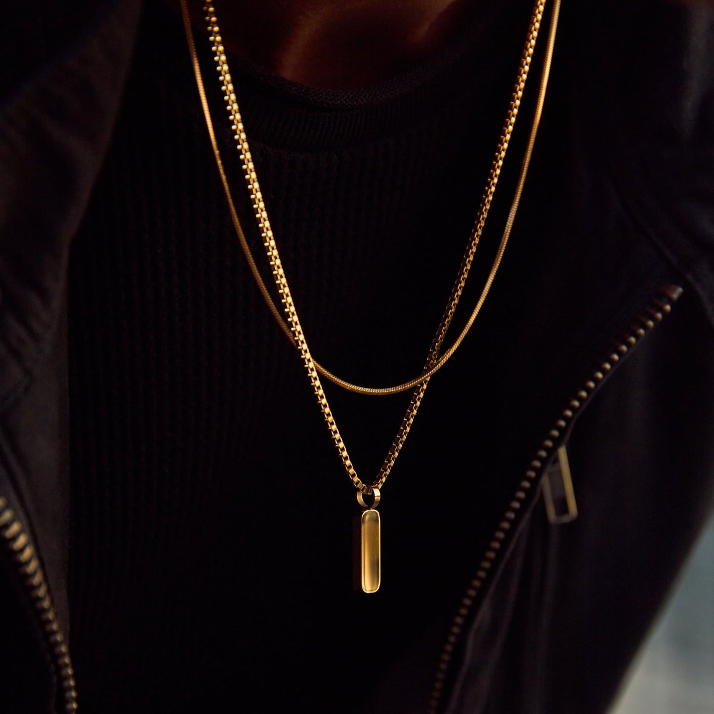 Apollo Pendant Necklace Duo gold chain lifestyle