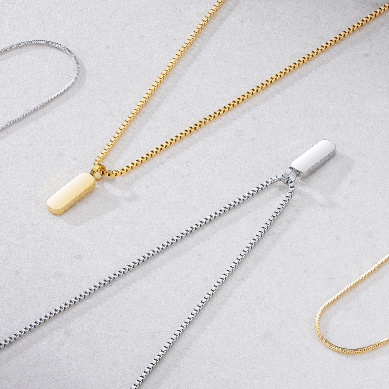 Apollo Pendant Necklace Duo in gold and silver together