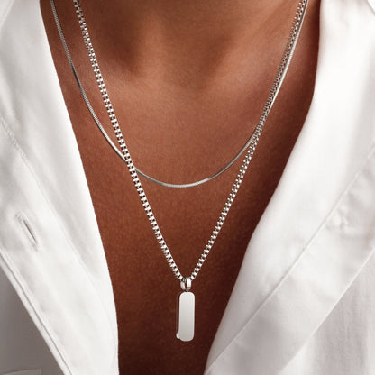 Apollo Pendant Necklace Duo silver worn by model