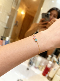 Klantfoto duo geboortesteen armband