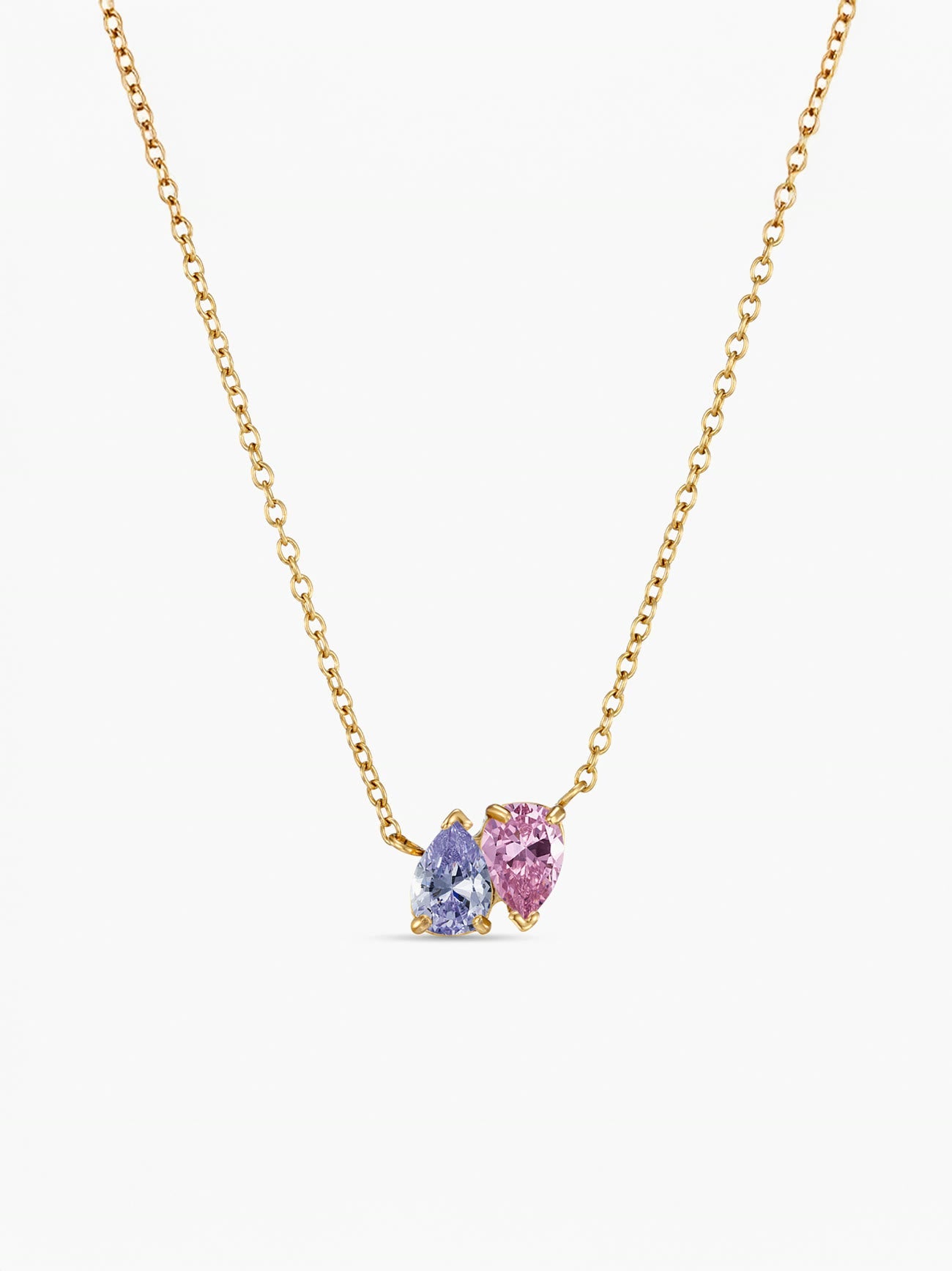 Duo geboortesteen ketting goud