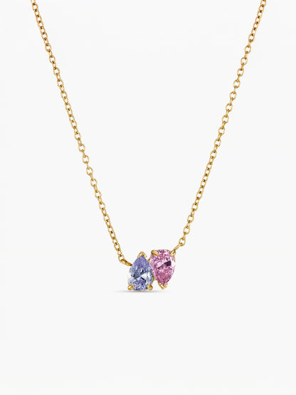 Duo geboortesteen ketting goud