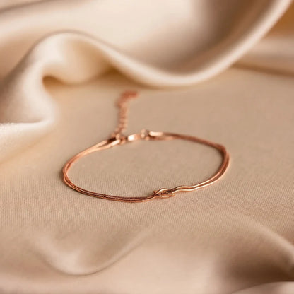 Handgemaakte Knoop Armband - roségoud