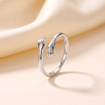 Handgemaakte Knuffel Ring in zilver