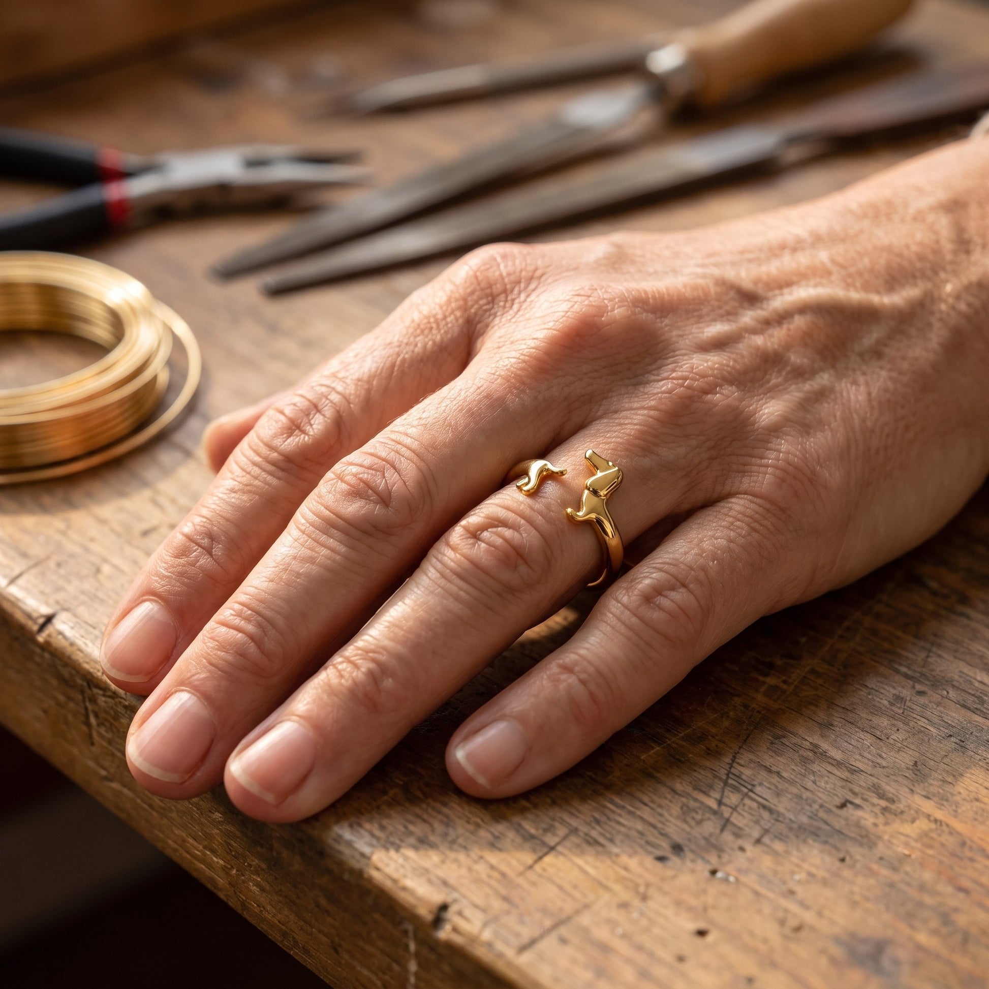 Teckel Wrap Ring om de vinger